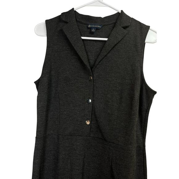 Brooks Brothers Women's Sleeveless Dark Gray Collared Buttoned Shirt Dress - Picture 3 of 10